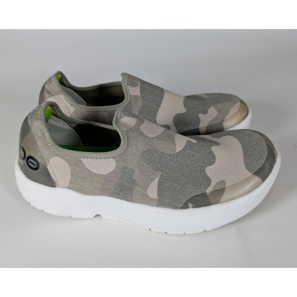 Oofos Oomg Eezee Low Recovery Shoe Gray Camo Womens Size 7 Comfort Slip On